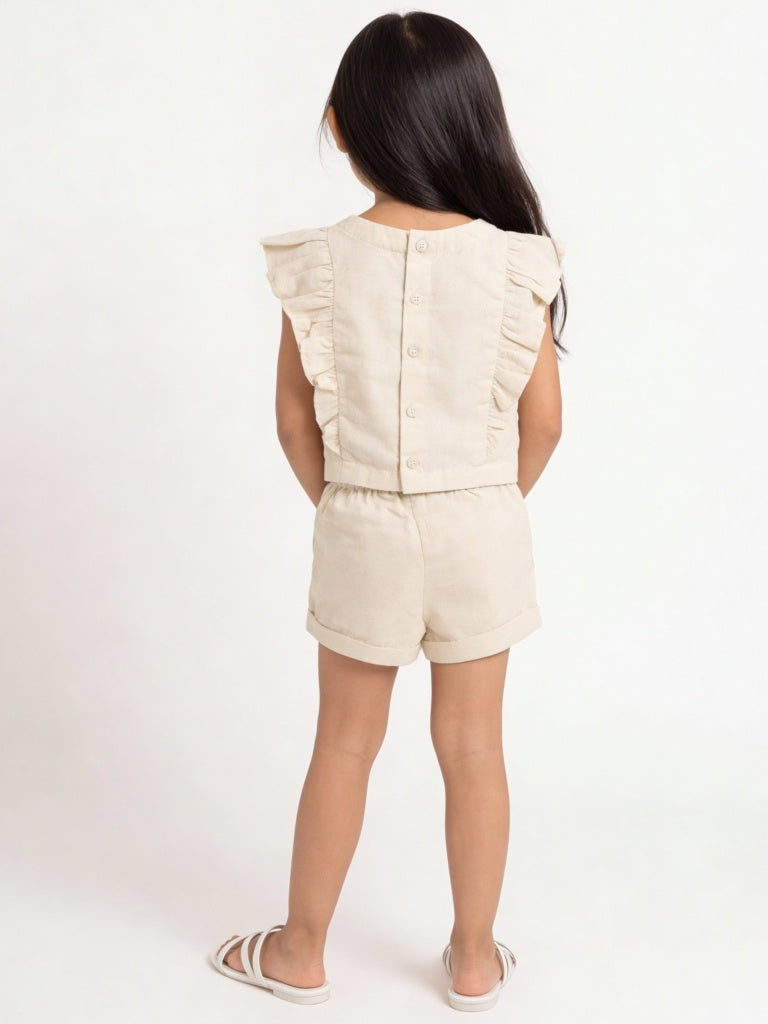 Utsa Kids Girls Off-White Fruit Cotton-Blend Shorts - (2-8 yrs)