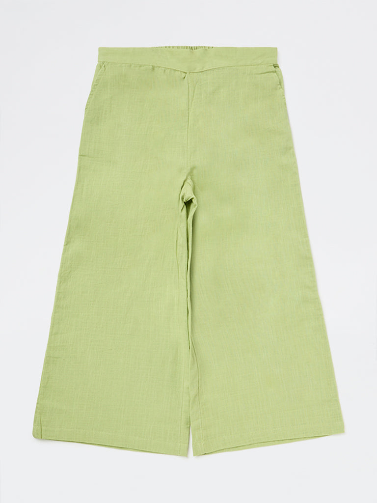 Utsa Kids Girls Green Cotton Ethnic Pants - (8-14 yrs)