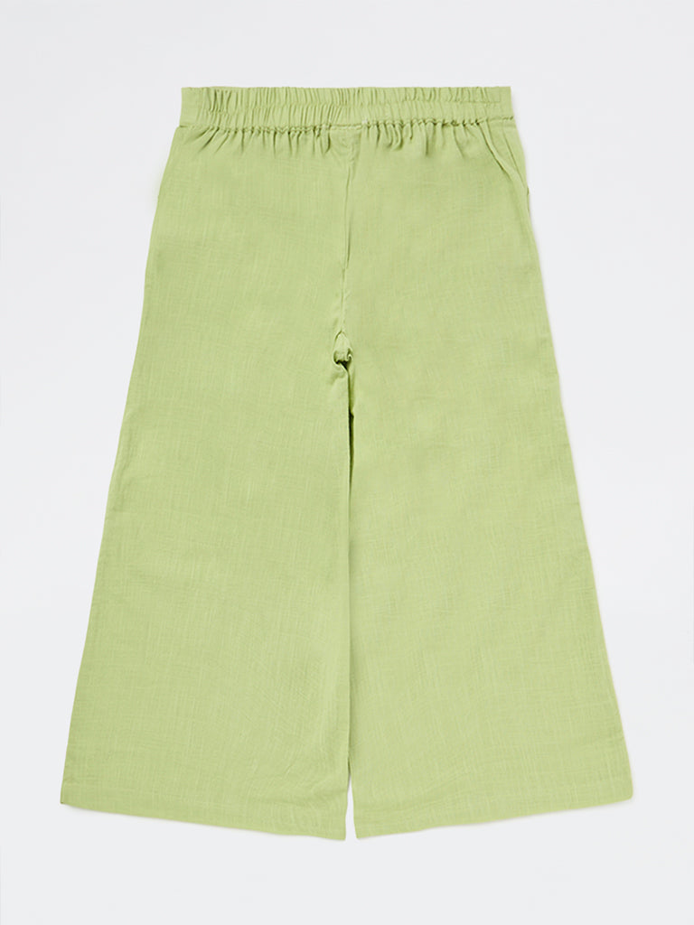 Utsa Kids Girls Green Cotton Ethnic Pants - (8-14 yrs)