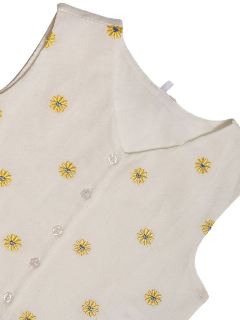 Utsa Kids Girls White Embroidered Cotton-Blend Waistcoat - (8-14 yrs)