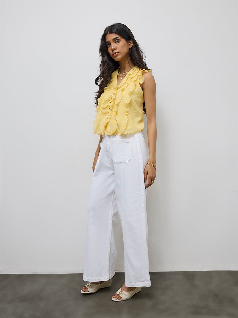 LOV Yellow Ruffle-Detailed Top