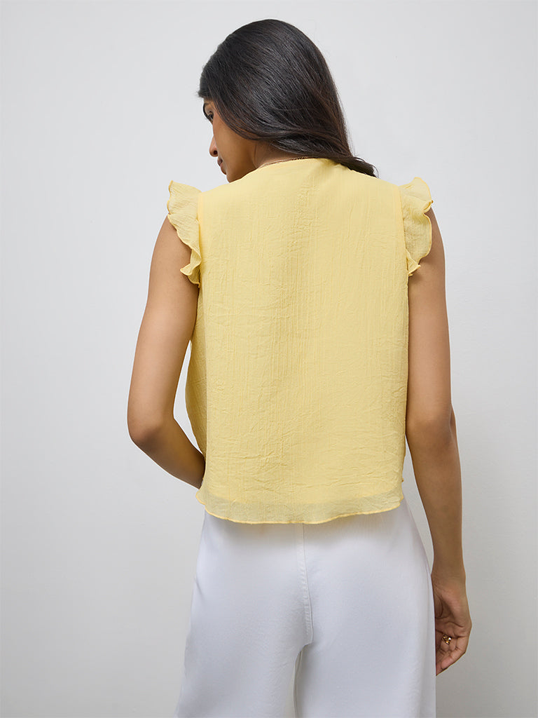 LOV Yellow Ruffle-Detailed Top