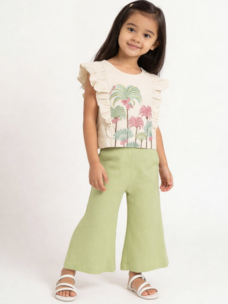 Utsa Kids Girls Green Cotton Ethnic Pants - (2-8 yrs)