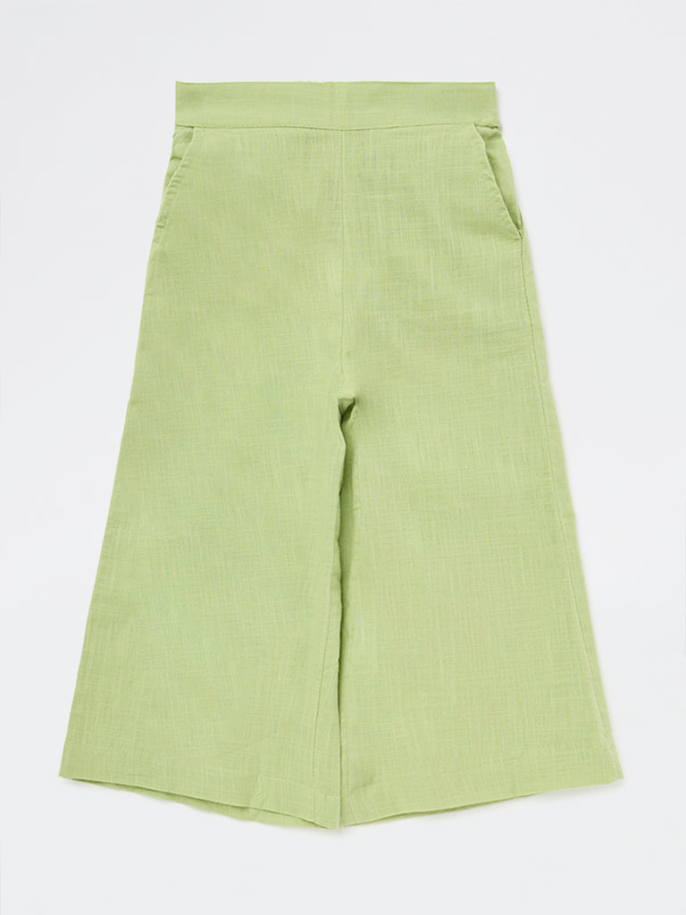 Utsa Kids Girls Green Cotton Ethnic Pants - (2-8 yrs)