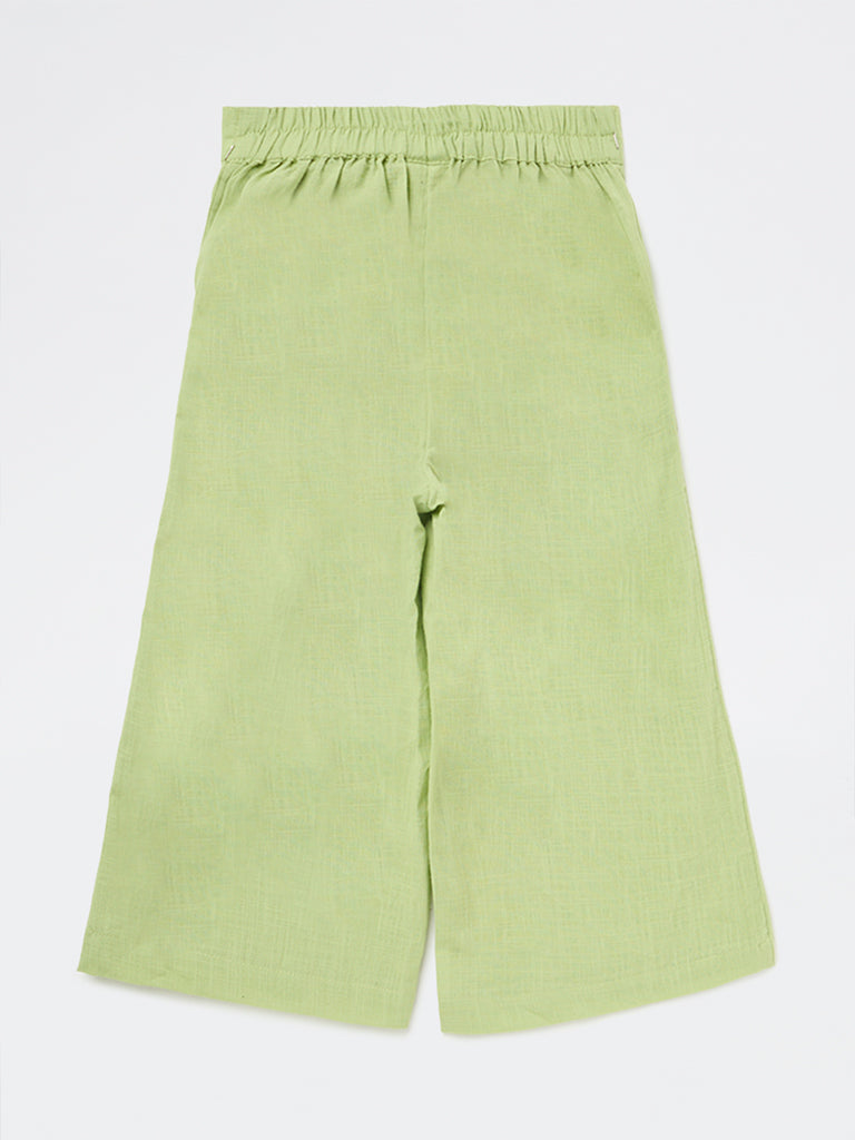 Utsa Kids Girls Green Cotton Ethnic Pants - (2-8 yrs)