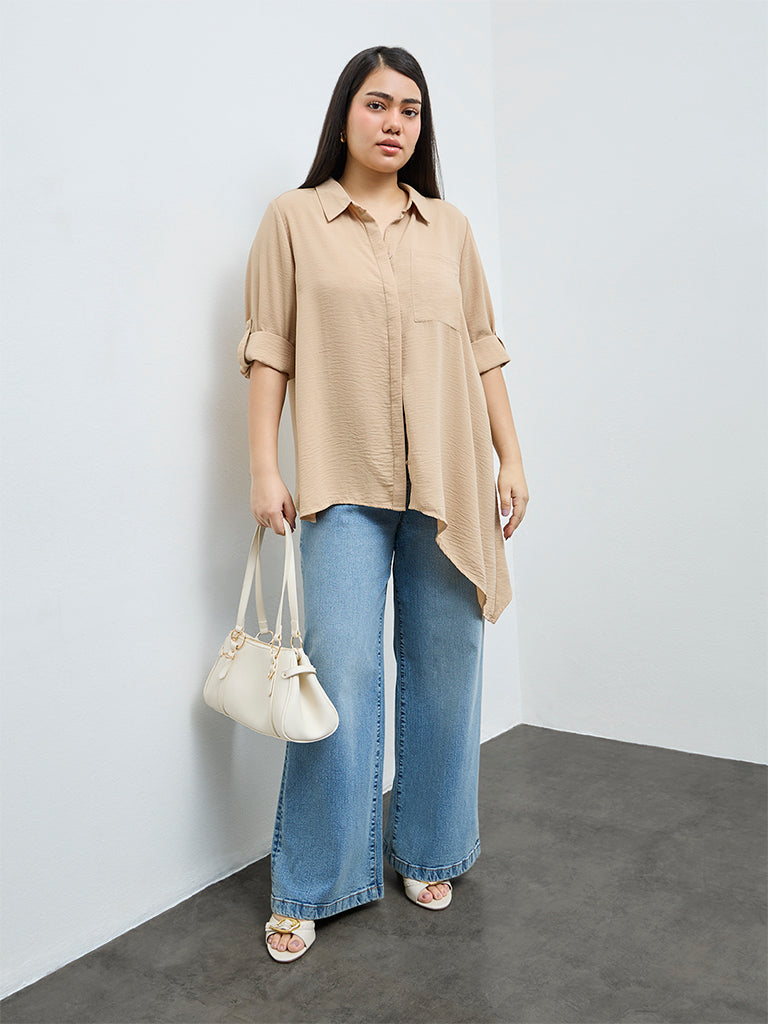 Gia Beige Textured Shirt