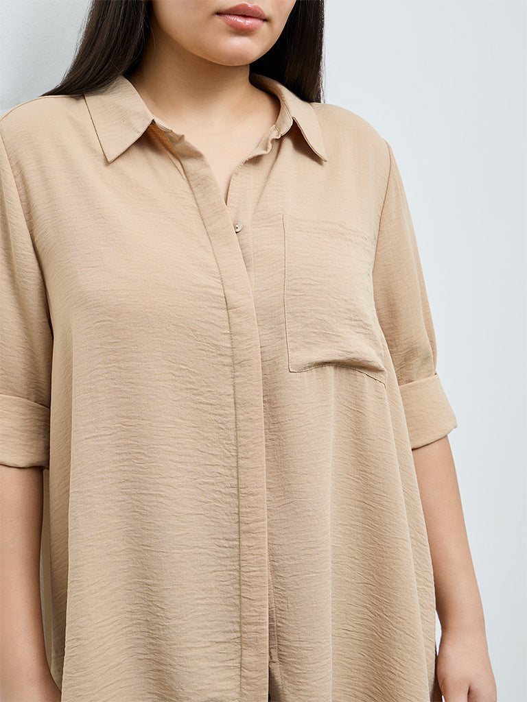 Gia Beige Textured Shirt