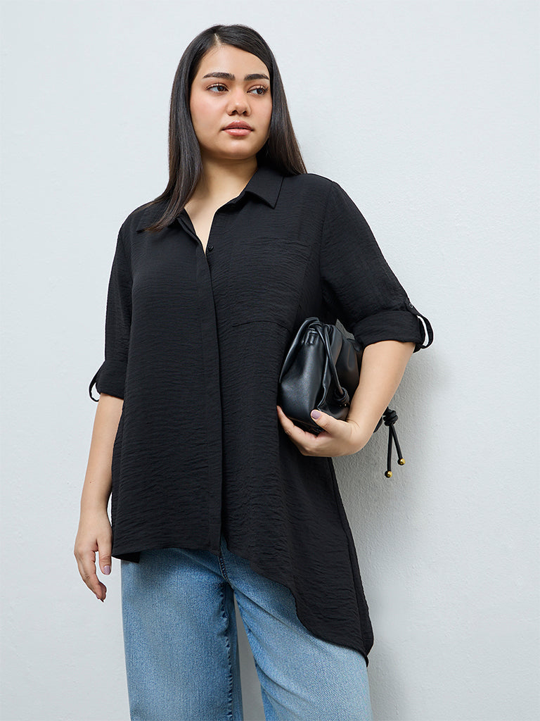 Gia Black Textured Shirt