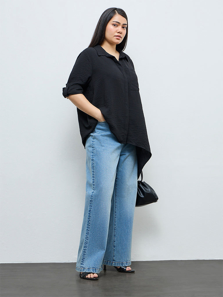 Gia Black Textured Shirt