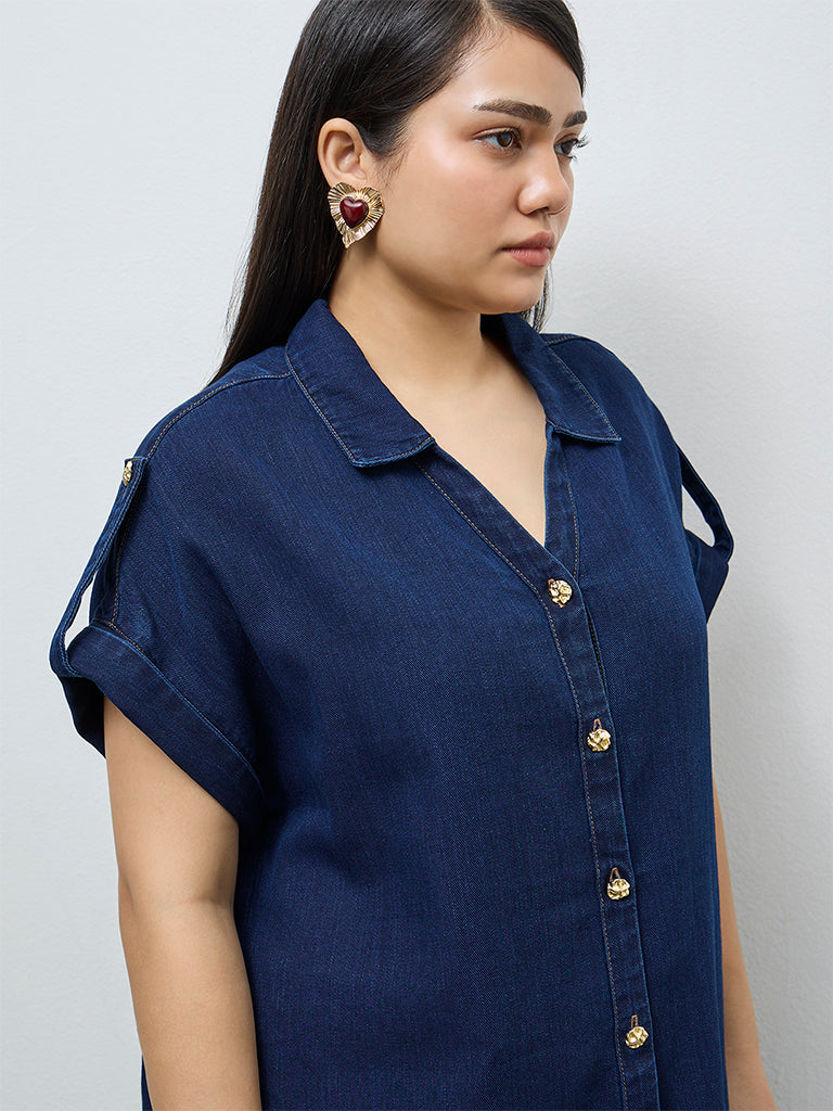 Gia Dark Blue Denim Shirt