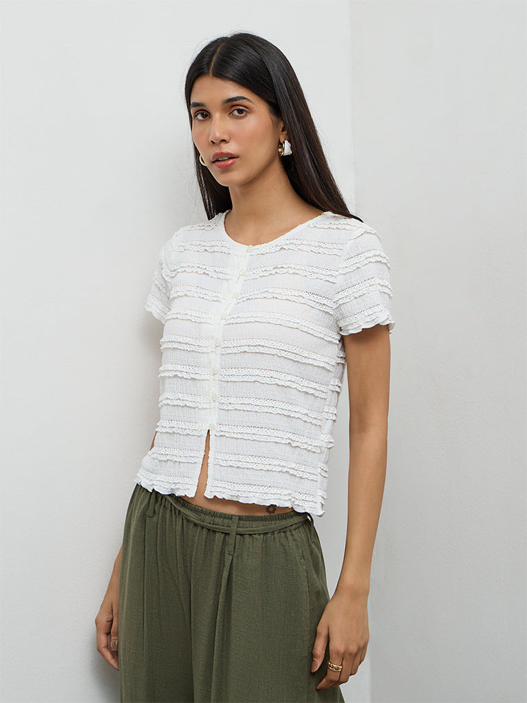LOV White Embroidered Top