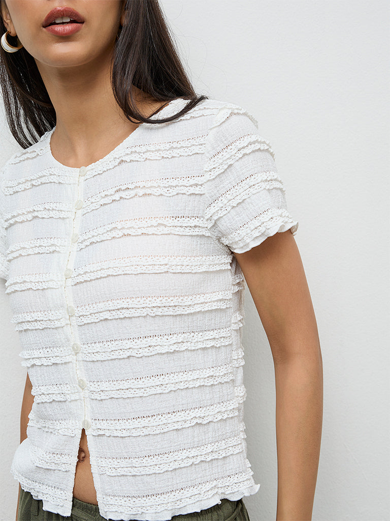 LOV White Embroidered Top