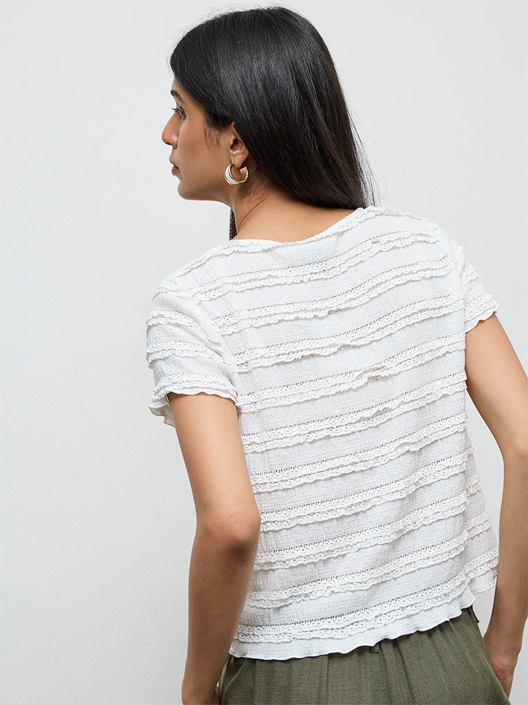 LOV White Embroidered Top
