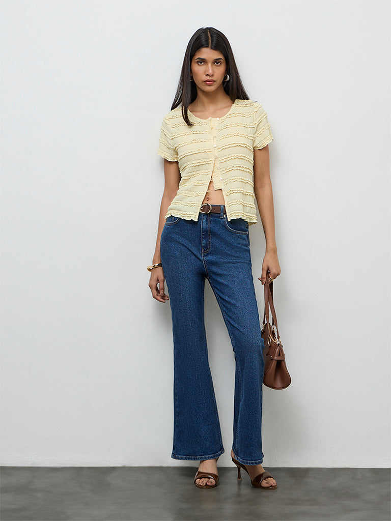 LOV Light Yellow Embroidered Top