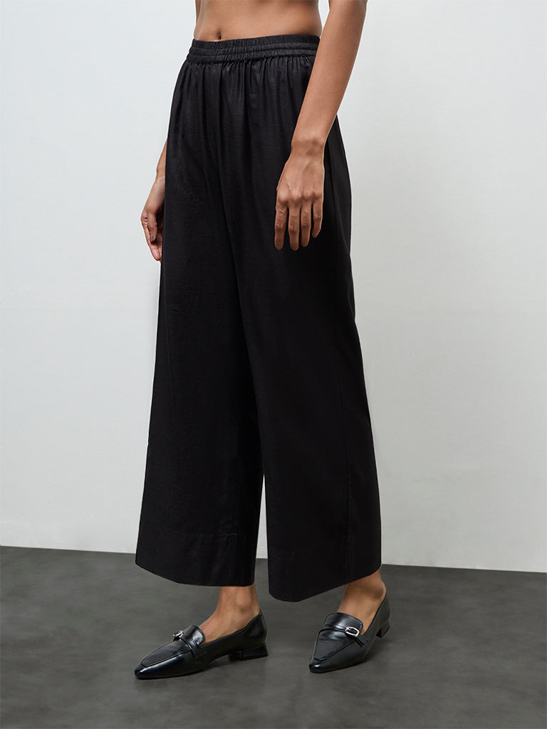Zuba Black Solid Pants