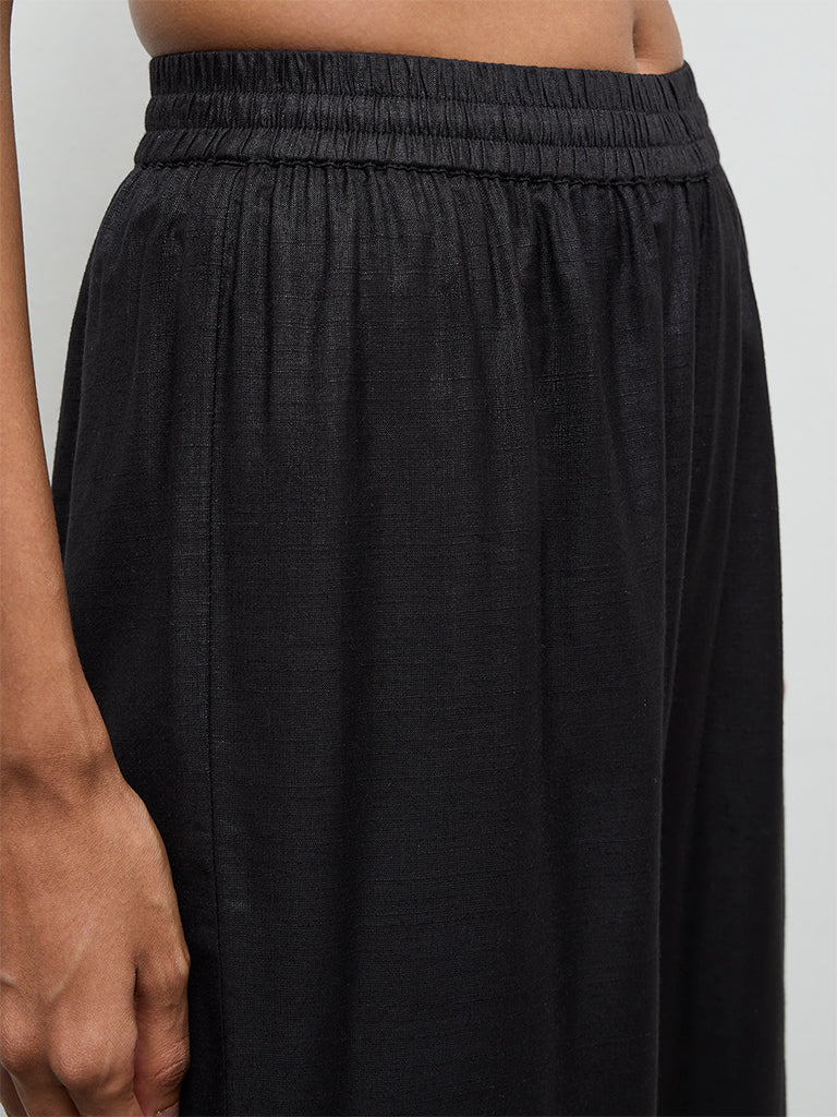 Zuba Black Solid Pants