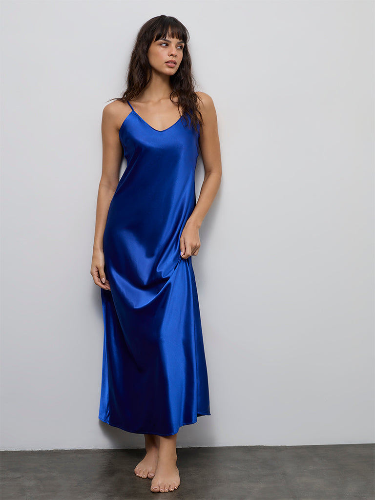 Wunderlove Blue Solid Slip Dress