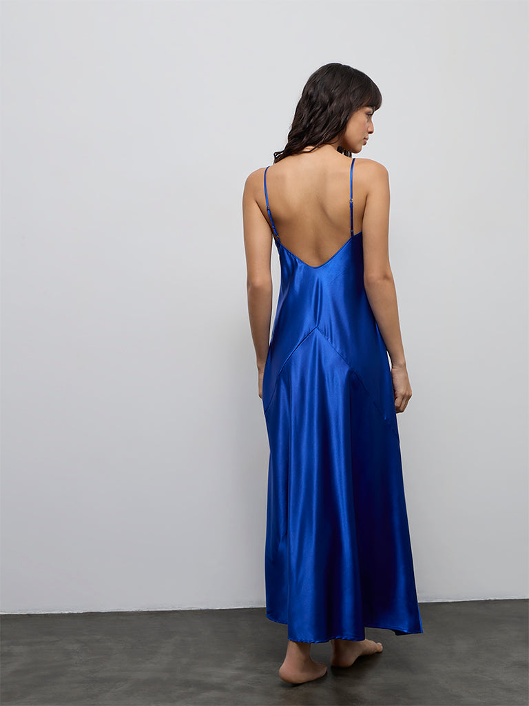 Wunderlove Blue Solid Slip Dress