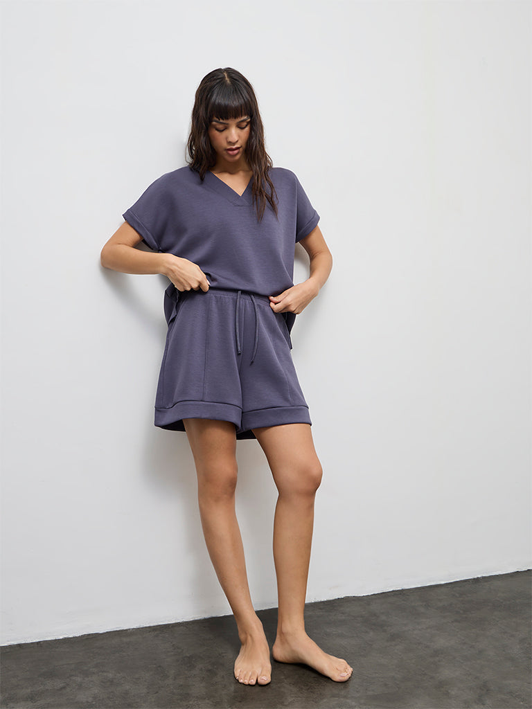 Wunderlove Charcoal Solid High-Rise Shorts