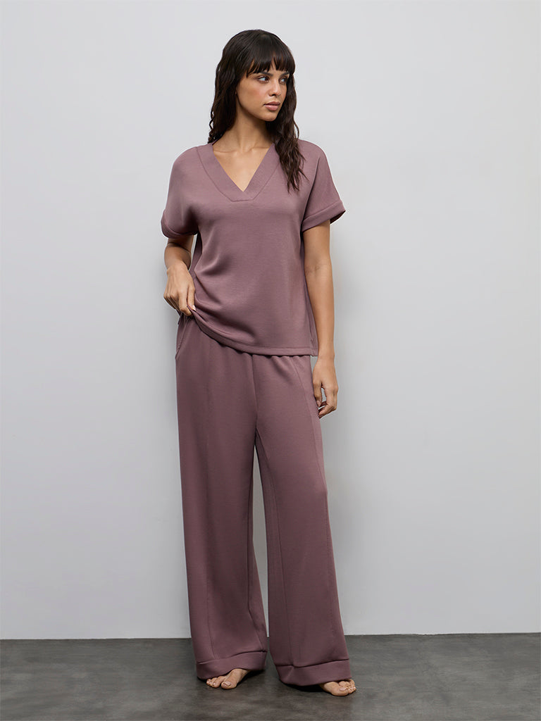 Wunderlove Dusty Pink Solid High-Rise Pants