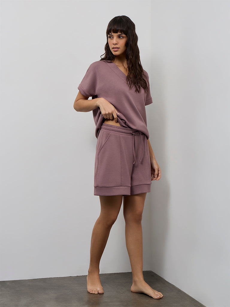 Wunderlove Dusty Pink Solid High-Rise Shorts
