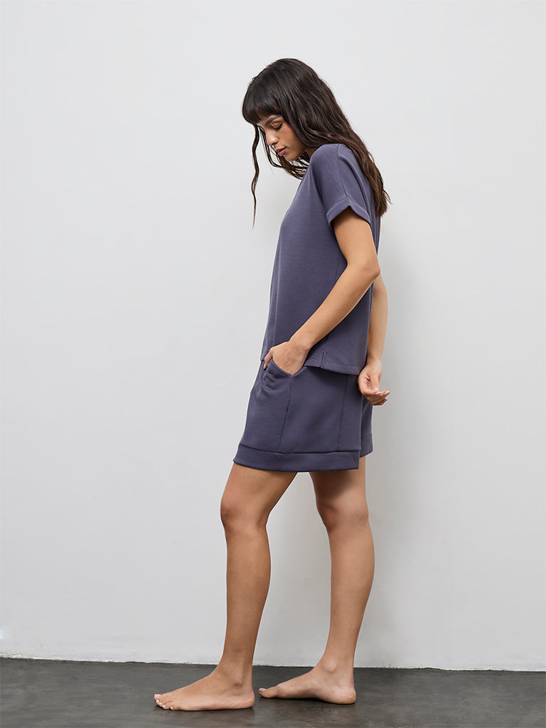 Wunderlove Charcoal Solid V-Neck Top