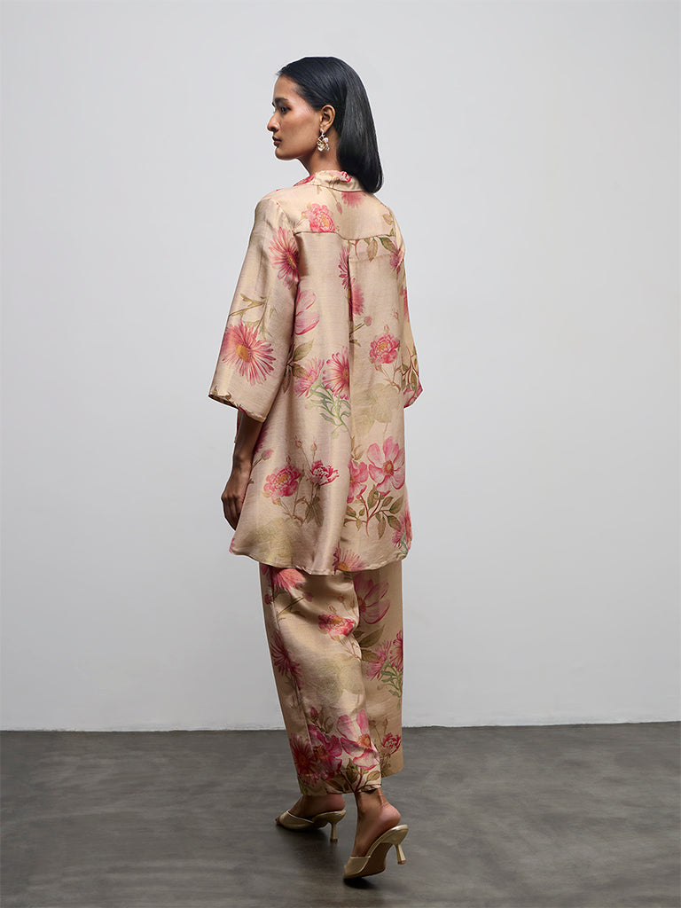 Vark Beige Floral Pattern Co-ord Set