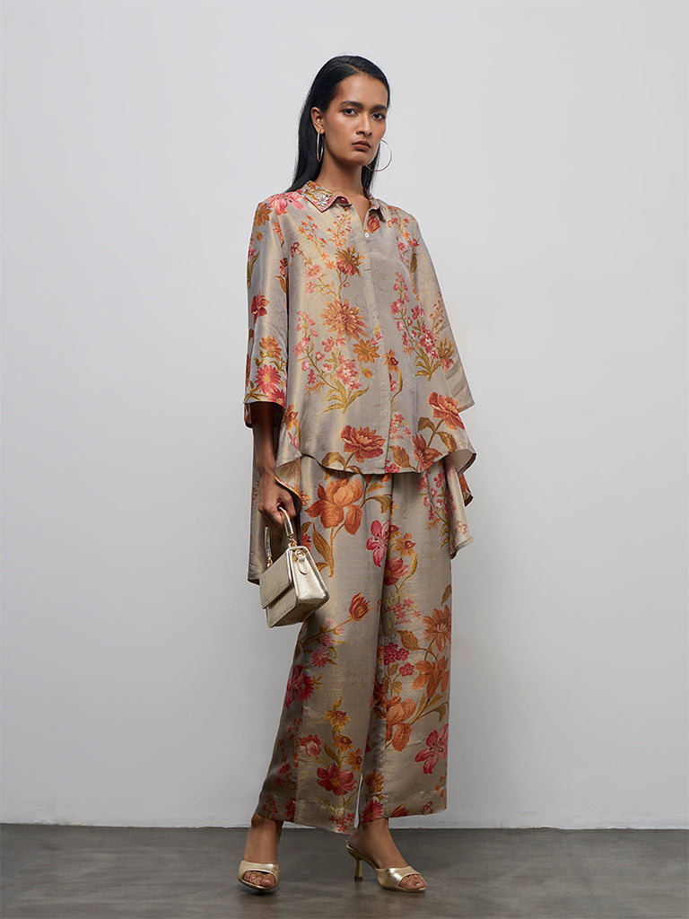 Vark Grey Floral Pattern Co-ord Set