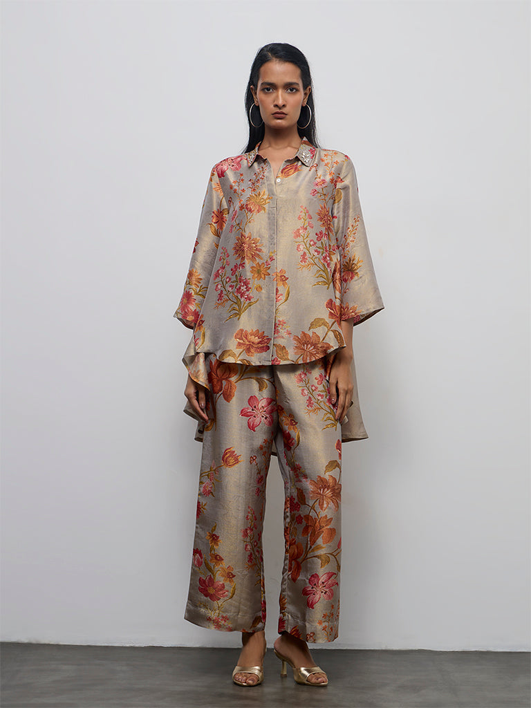 Vark Grey Floral Pattern Co-ord Set