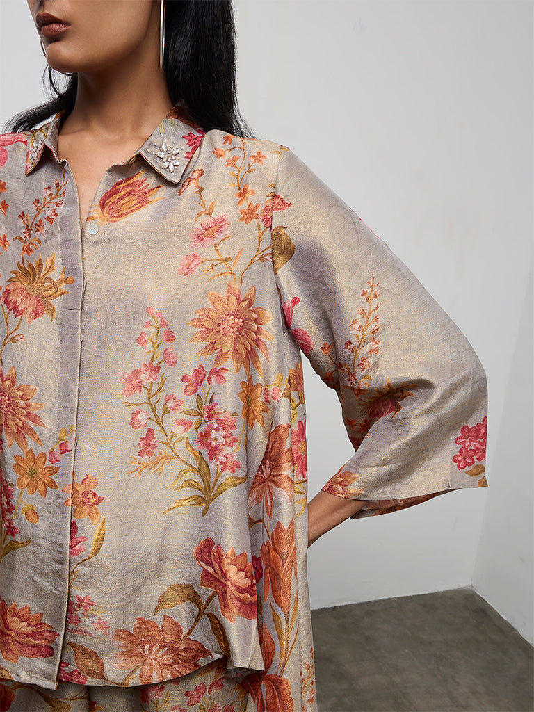 Vark Grey Floral Pattern Co-ord Set