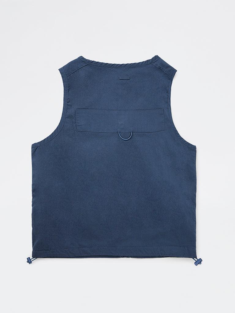 Boys Navy Cotton-Blend Jacket