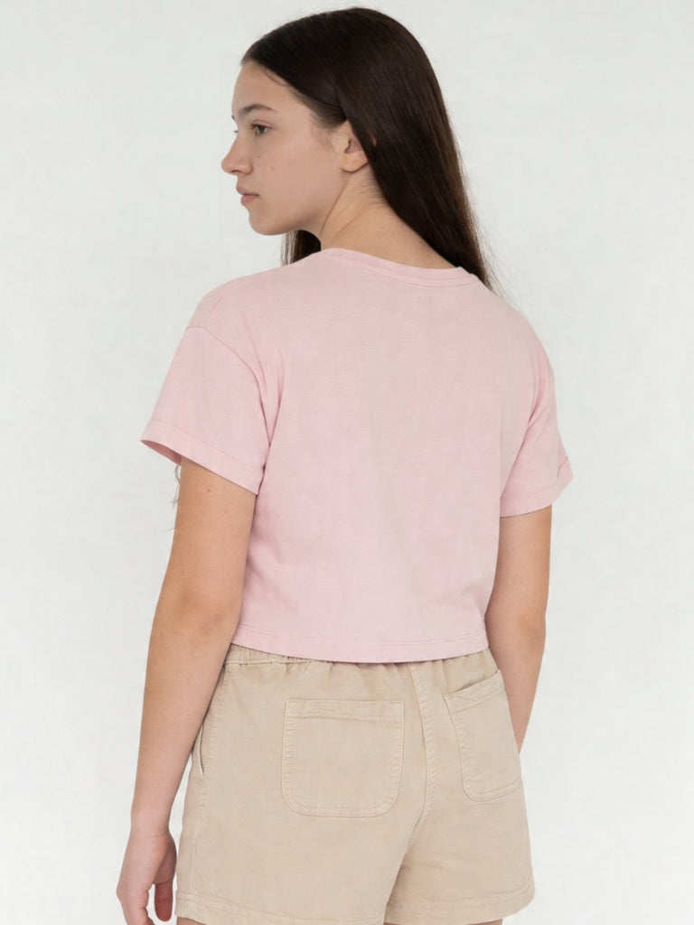 Girls Pink Printed Cotton T-Shirt