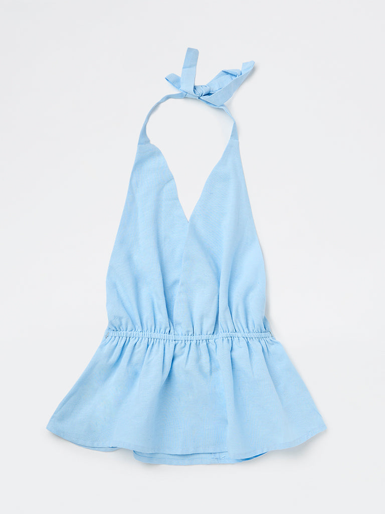 Girls Blue Halter-Neck Top