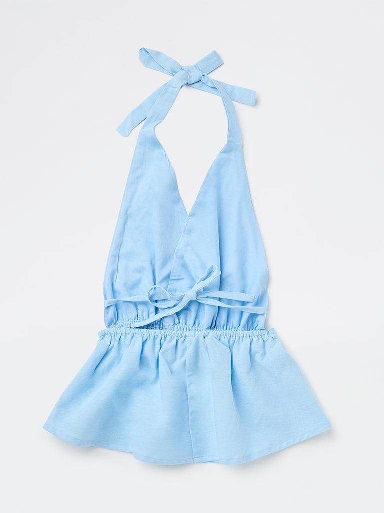 Girls Blue Halter-Neck Top
