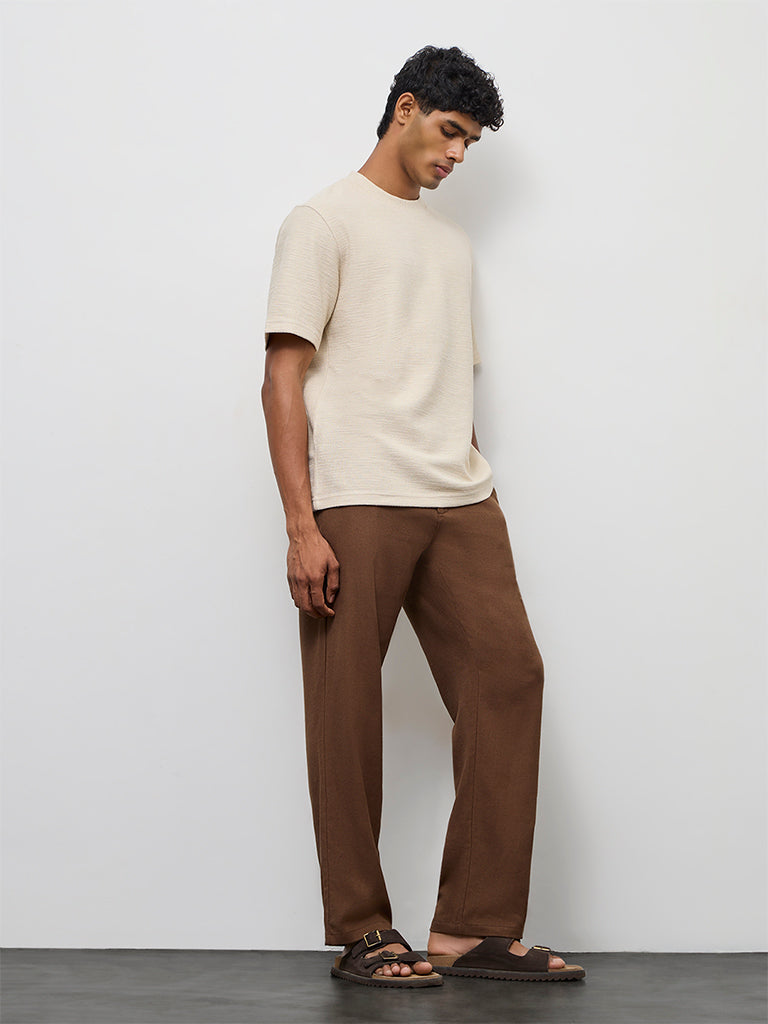 ETA Dark Brown Relaxed-Fit Mid-Rise Cotton-Blend Chinos