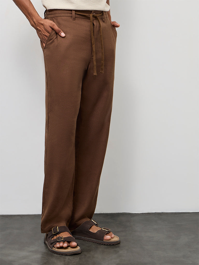 ETA Dark Brown Relaxed-Fit Mid-Rise Cotton-Blend Chinos