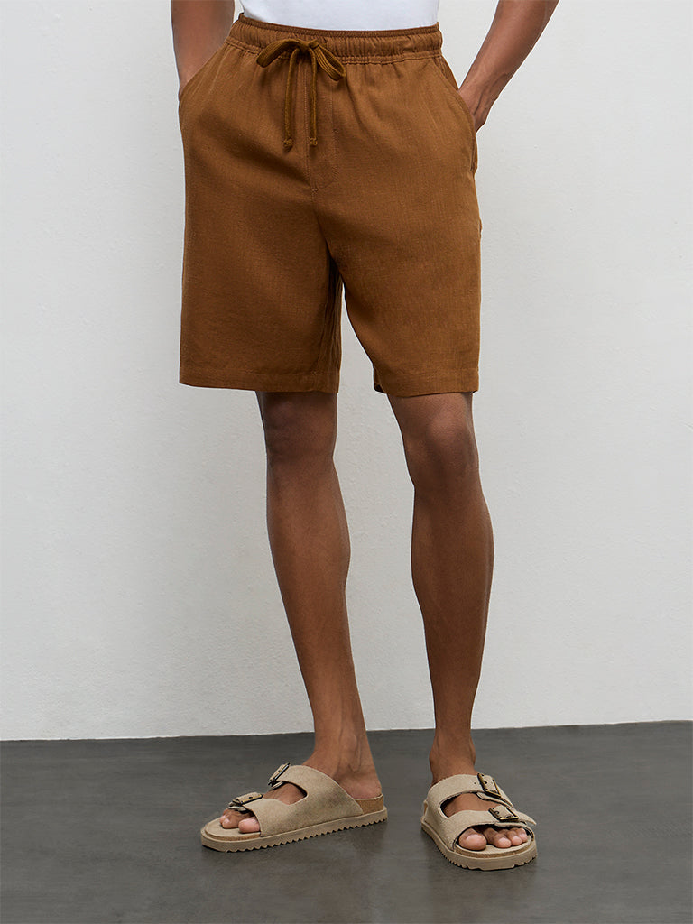 ETA Light Brown Relaxed-Fit Mid-Rise Shorts
