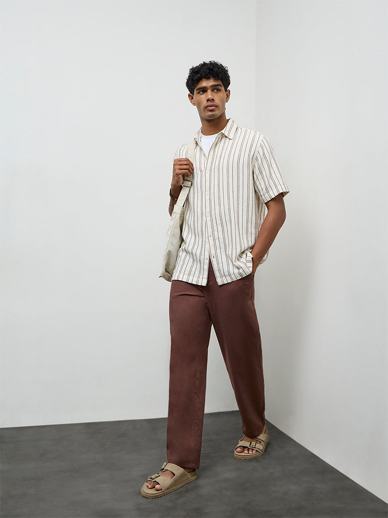 ETA Off-White Striped Relaxed-Fit Cotton Shirt
