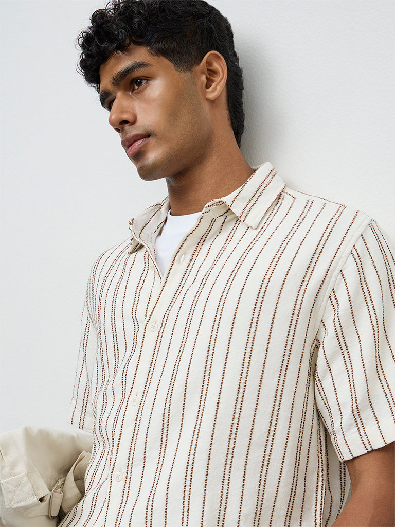 ETA Off-White Striped Relaxed-Fit Cotton Shirt