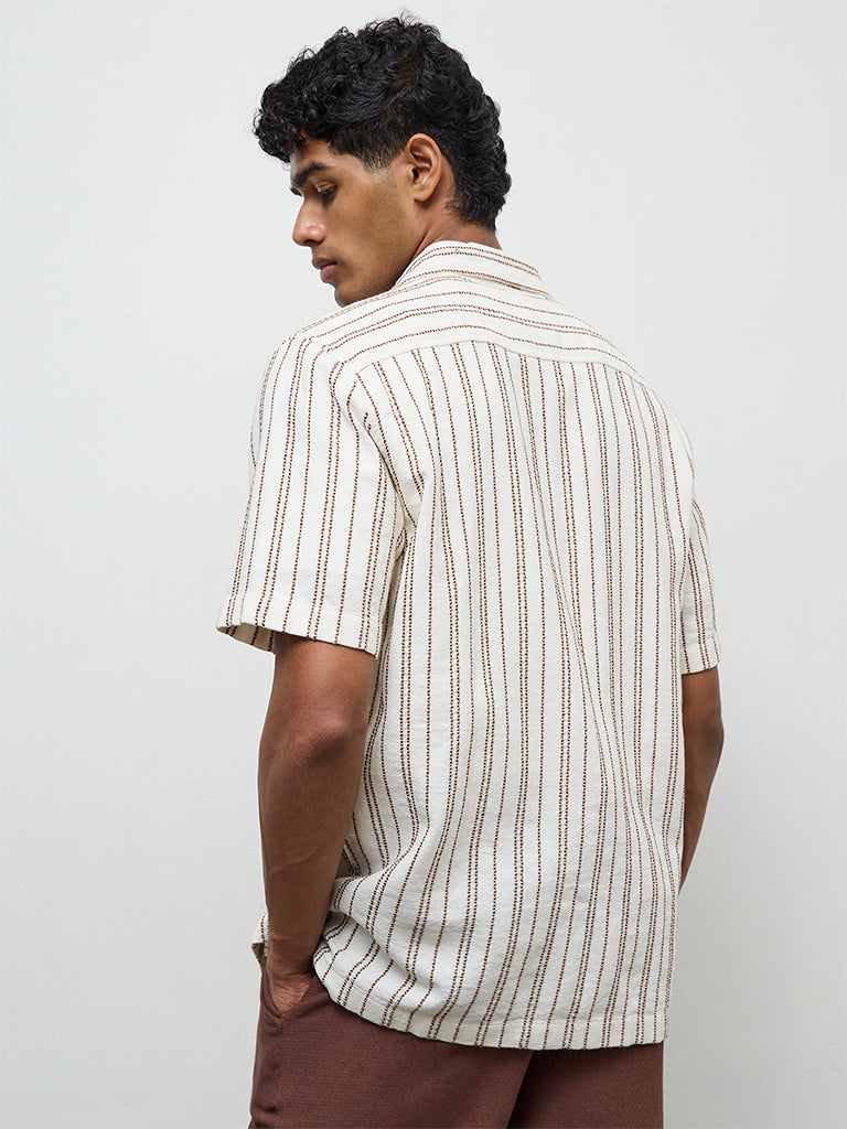 ETA Off-White Striped Relaxed-Fit Cotton Shirt