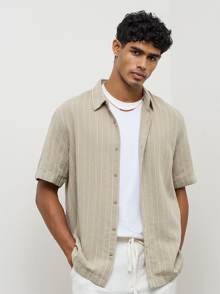 ETA Light Sage Nature-Inspired Relaxed-Fit Cotton Shirt