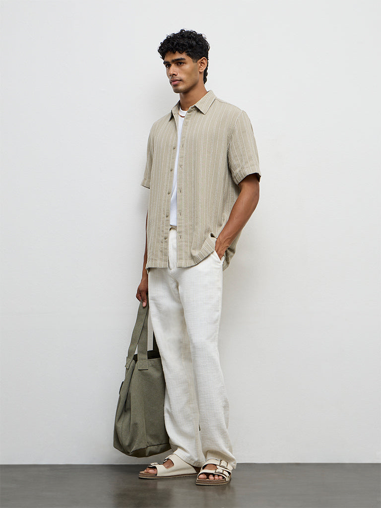 ETA Light Sage Nature-Inspired Relaxed-Fit Cotton Shirt