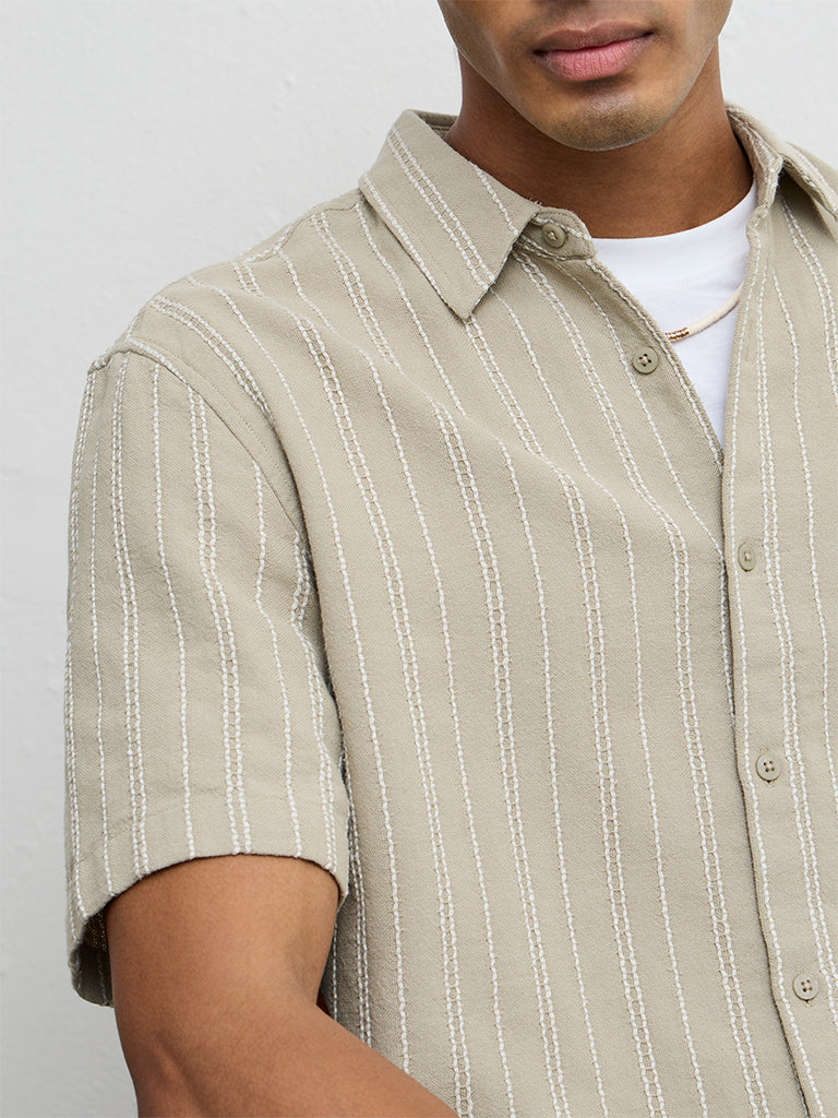 ETA Light Sage Nature-Inspired Relaxed-Fit Cotton Shirt