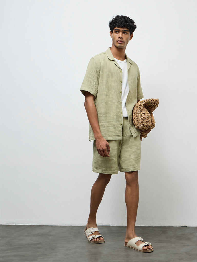 ETA Sage Crinkle-Textured Relaxed-Fit Cotton Shirt