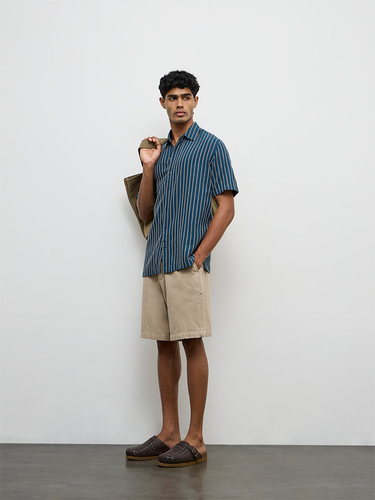 ETA Indigo Striped Relaxed-Fit Cotton Shirt
