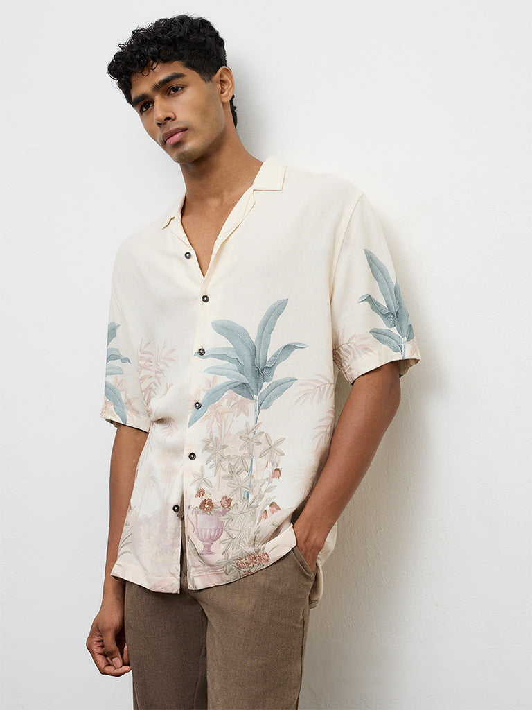 ETA Cream Nature-Inspired Relaxed-Fit Shirt