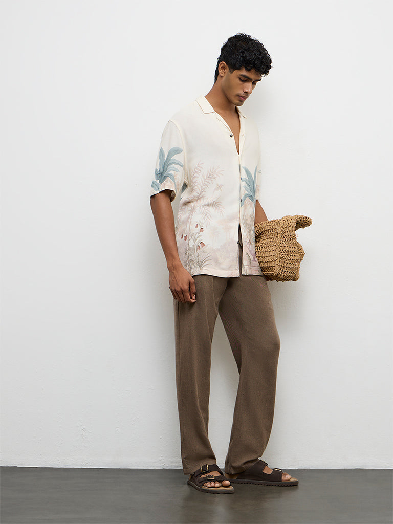 ETA Cream Nature-Inspired Relaxed-Fit Shirt