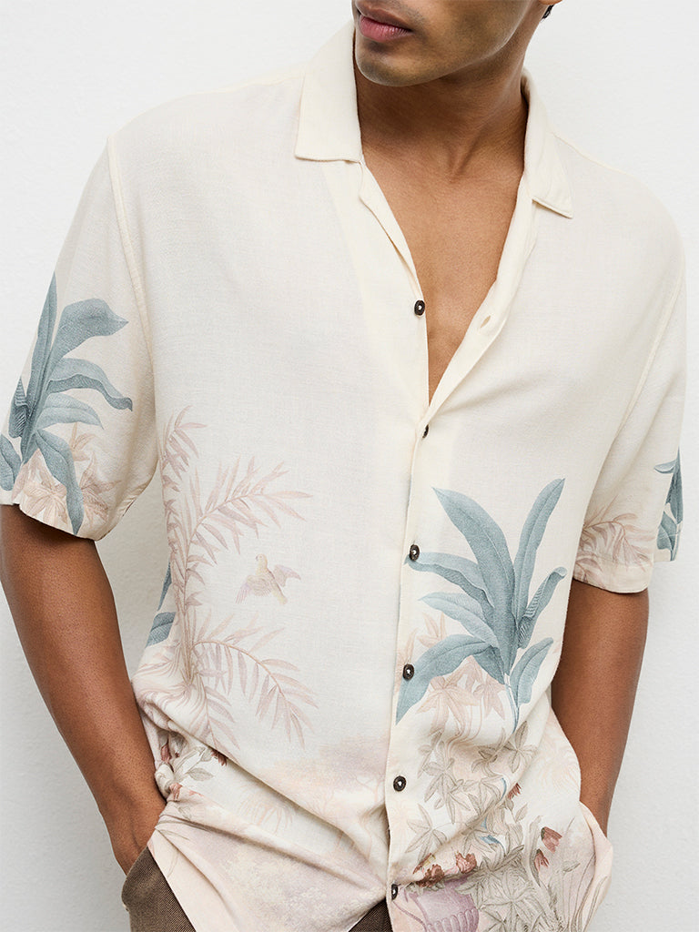 ETA Cream Nature-Inspired Relaxed-Fit Shirt