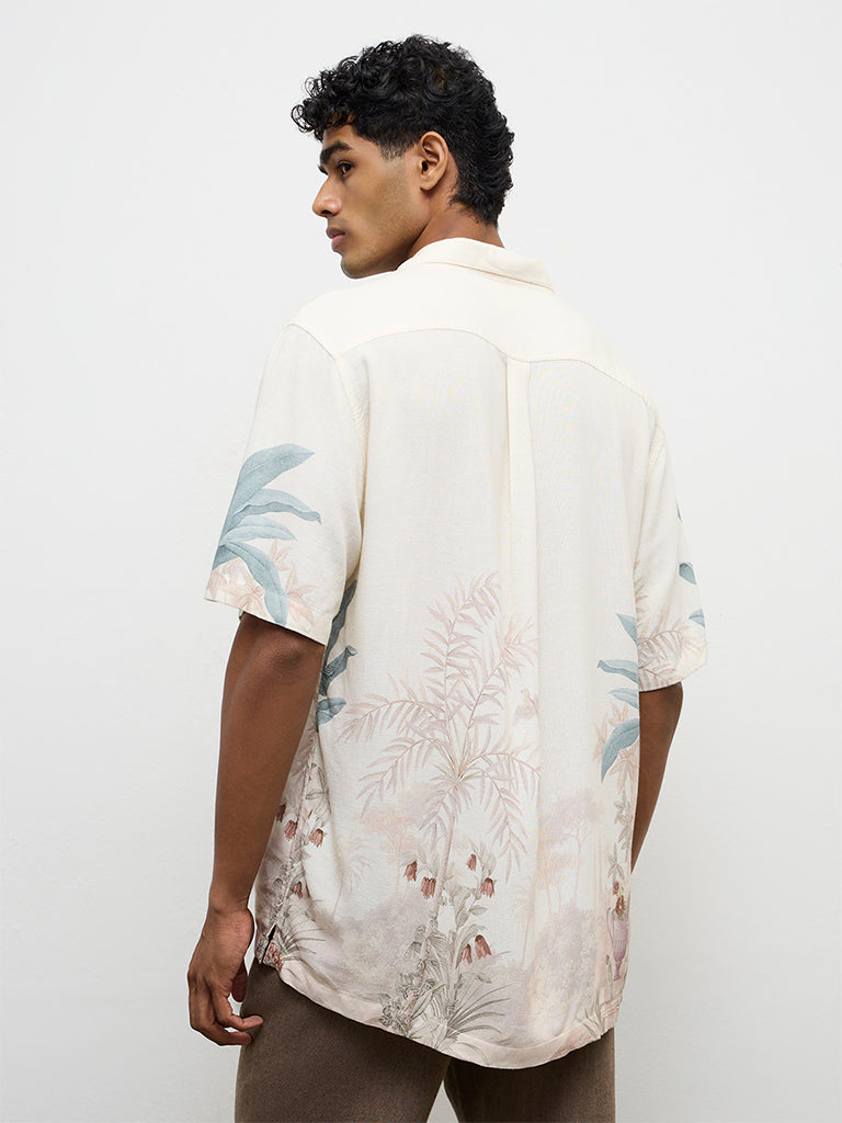 ETA Cream Nature-Inspired Relaxed-Fit Shirt