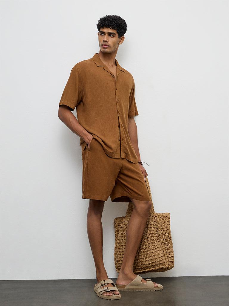 ETA Light Brown Relaxed-Fit Shirt